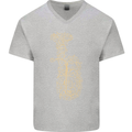 A Tuba Musical Instruments Brass Band Mens V-Neck Cotton T-Shirt Sports Grey
