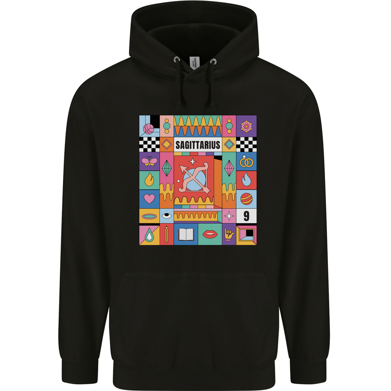 A Vibrant Sagittarius Star Sign Zodiac Childrens Kids Hoodie Black