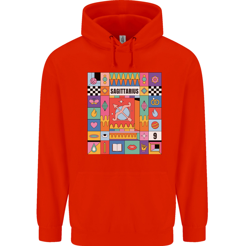 A Vibrant Sagittarius Star Sign Zodiac Childrens Kids Hoodie Bright Red