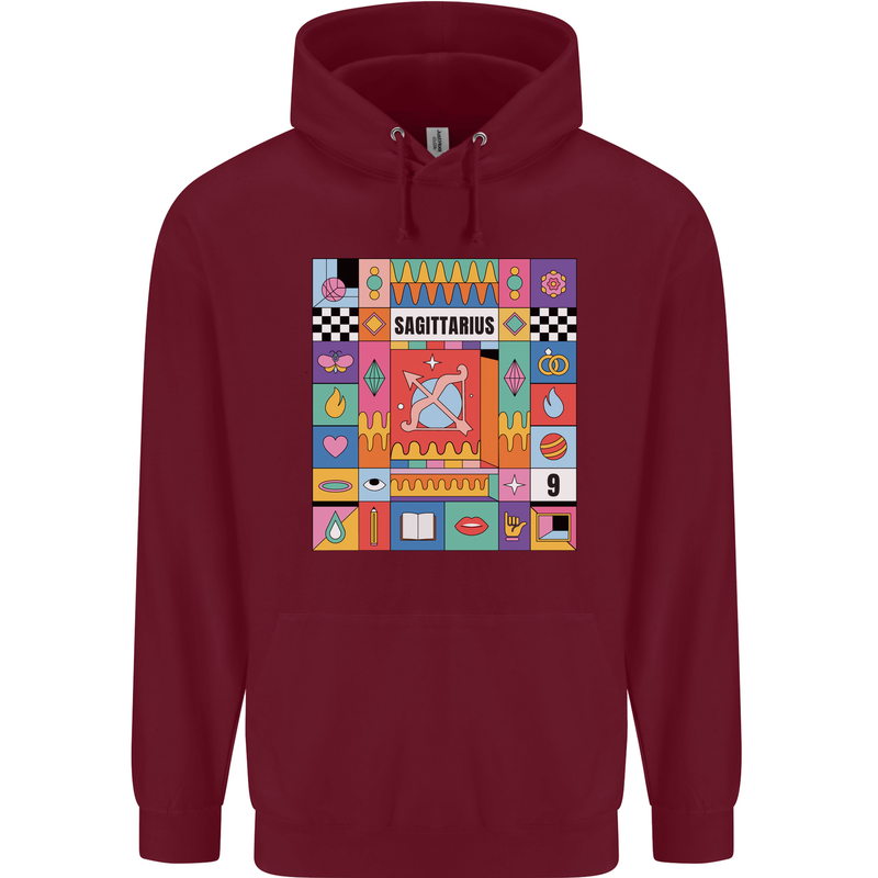 A Vibrant Sagittarius Star Sign Zodiac Childrens Kids Hoodie Maroon