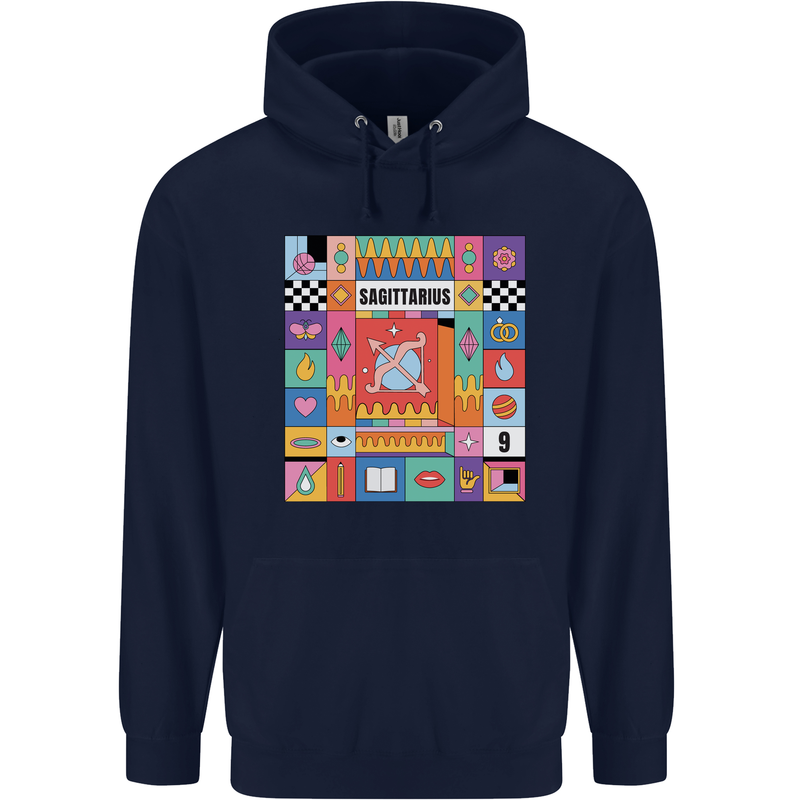 A Vibrant Sagittarius Star Sign Zodiac Childrens Kids Hoodie Navy Blue