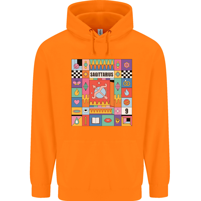 A Vibrant Sagittarius Star Sign Zodiac Childrens Kids Hoodie Orange
