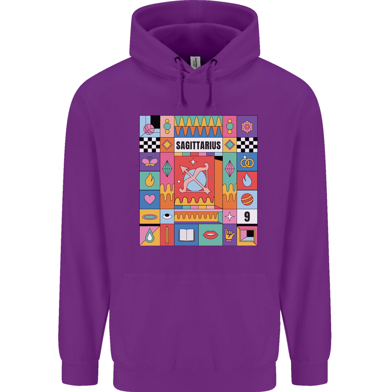 A Vibrant Sagittarius Star Sign Zodiac Childrens Kids Hoodie Purple