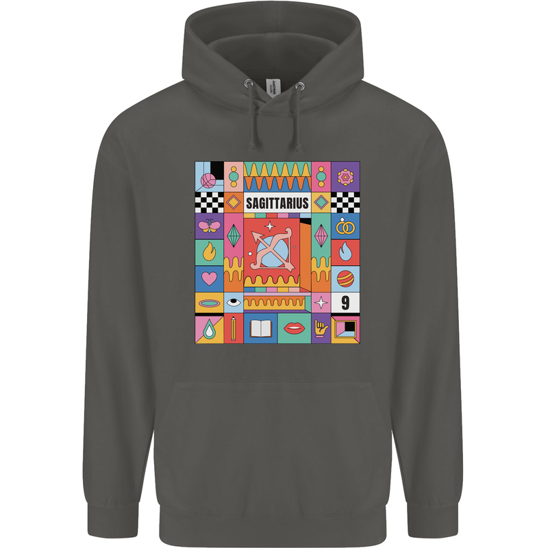 A Vibrant Sagittarius Star Sign Zodiac Childrens Kids Hoodie Storm Grey