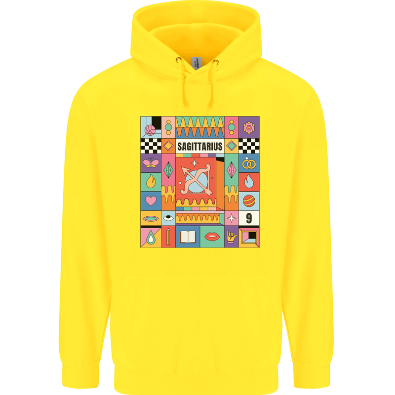 A Vibrant Sagittarius Star Sign Zodiac Childrens Kids Hoodie Yellow