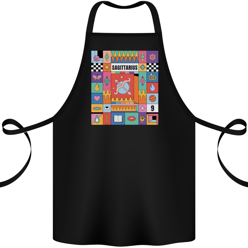A Vibrant Sagittarius Star Sign Zodiac Cotton Apron 100% Organic Black