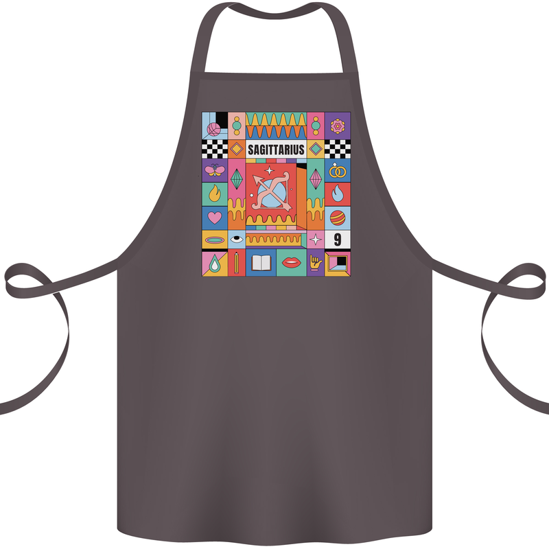 A Vibrant Sagittarius Star Sign Zodiac Cotton Apron 100% Organic Dark Grey