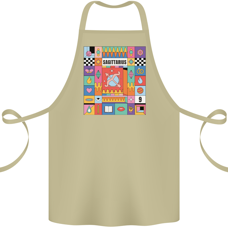 A Vibrant Sagittarius Star Sign Zodiac Cotton Apron 100% Organic Khaki