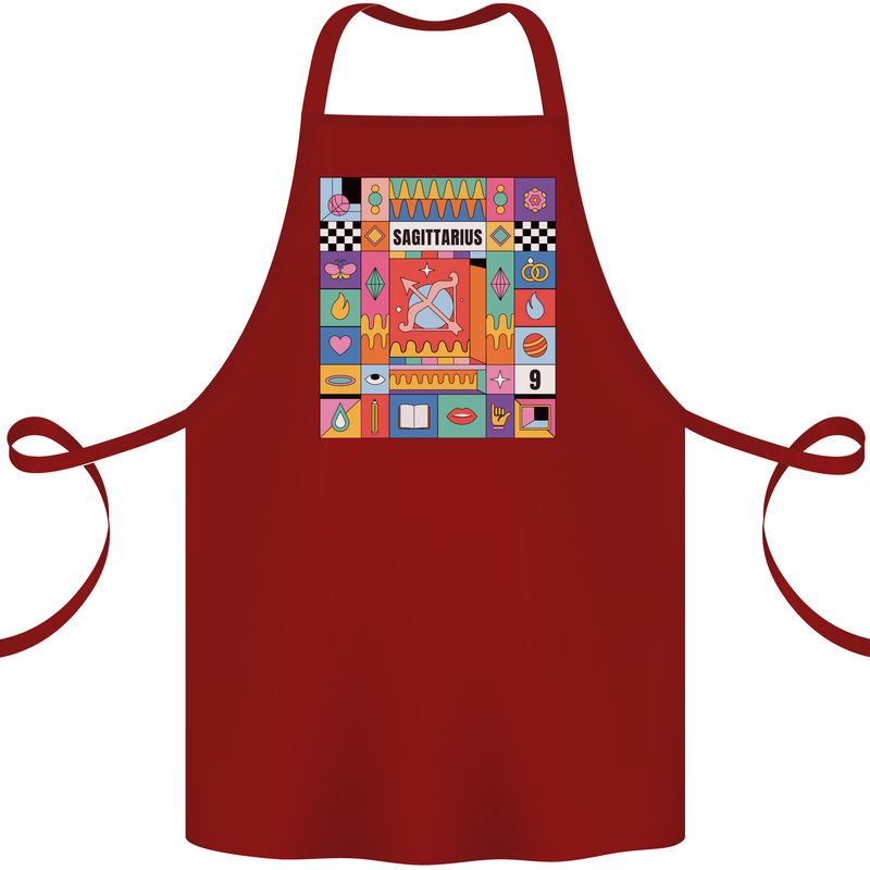 A Vibrant Sagittarius Star Sign Zodiac Cotton Apron 100% Organic Maroon