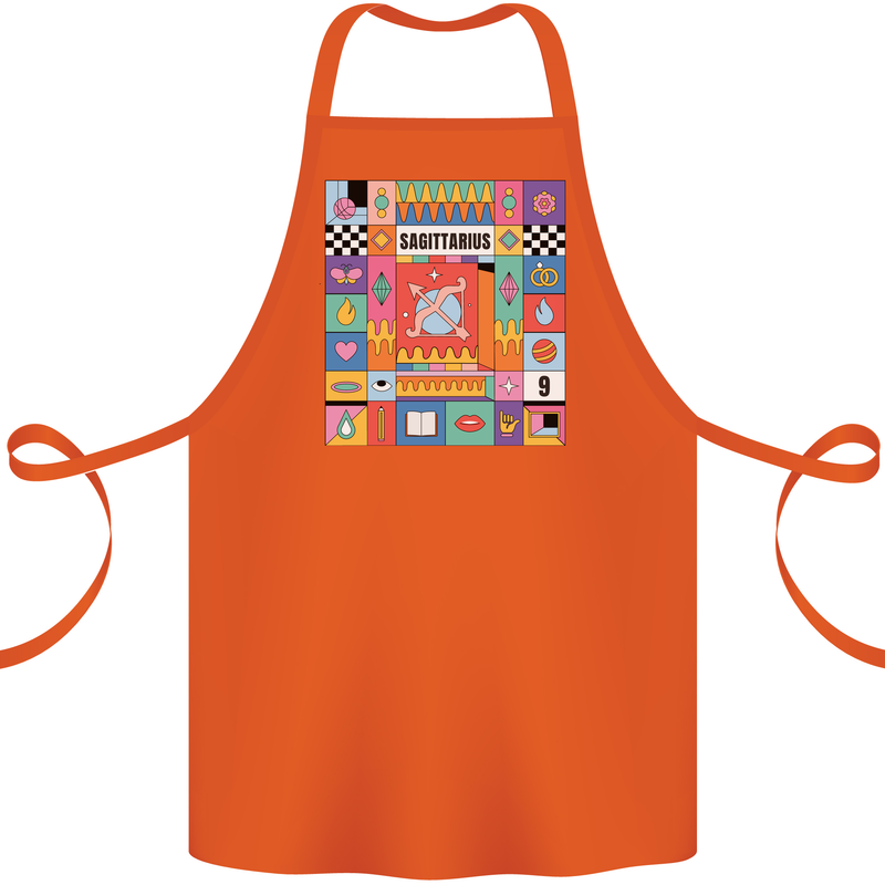 A Vibrant Sagittarius Star Sign Zodiac Cotton Apron 100% Organic Orange