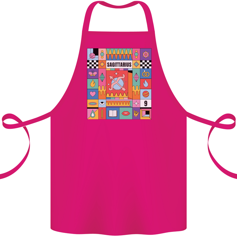 A Vibrant Sagittarius Star Sign Zodiac Cotton Apron 100% Organic Pink