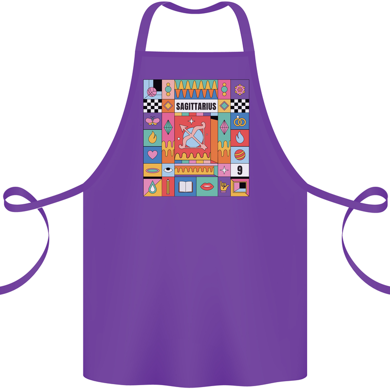 A Vibrant Sagittarius Star Sign Zodiac Cotton Apron 100% Organic Purple