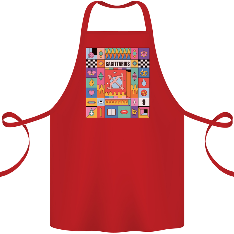 A Vibrant Sagittarius Star Sign Zodiac Cotton Apron 100% Organic Red