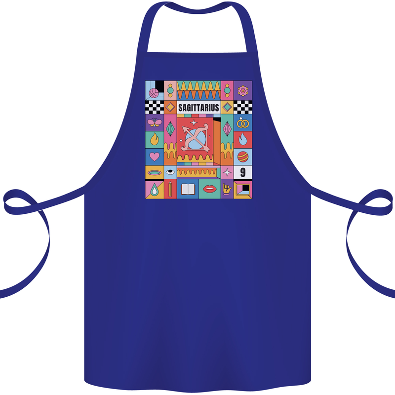 A Vibrant Sagittarius Star Sign Zodiac Cotton Apron 100% Organic Royal Blue