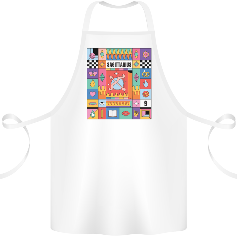 A Vibrant Sagittarius Star Sign Zodiac Cotton Apron 100% Organic White