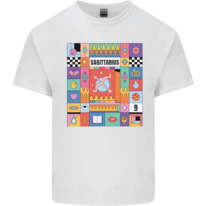 A Vibrant Sagittarius Star Sign Zodiac Kids T-Shirt Childrens White