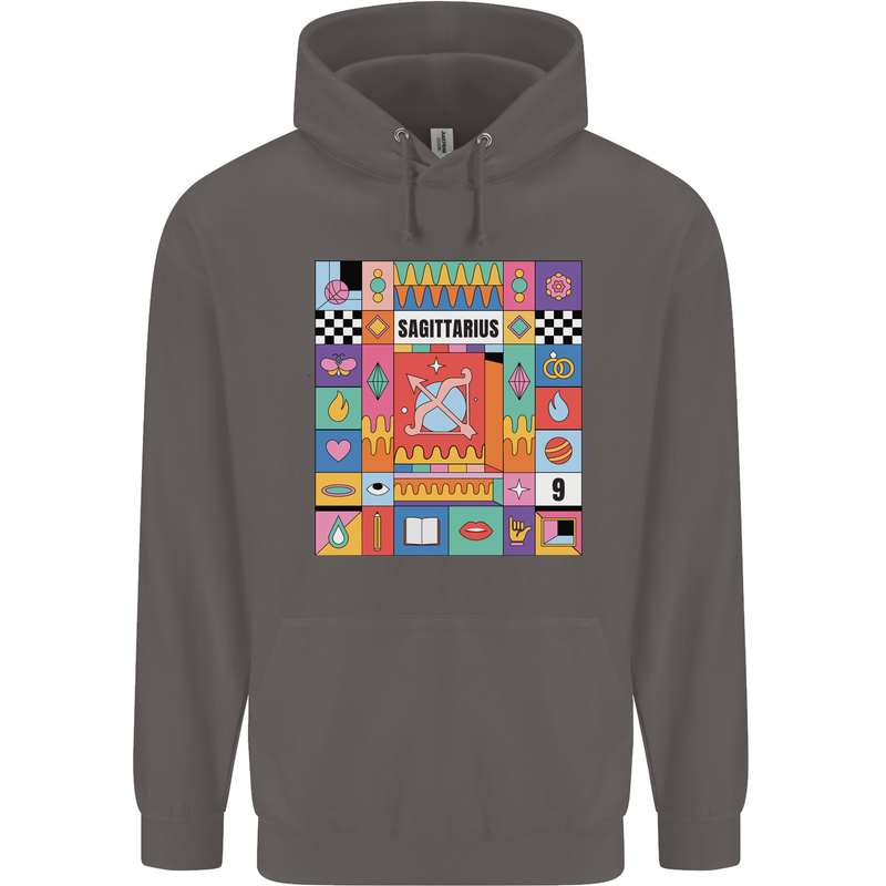 A Vibrant Sagittarius Star Sign Zodiac Mens 80% Cotton Hoodie Charcoal