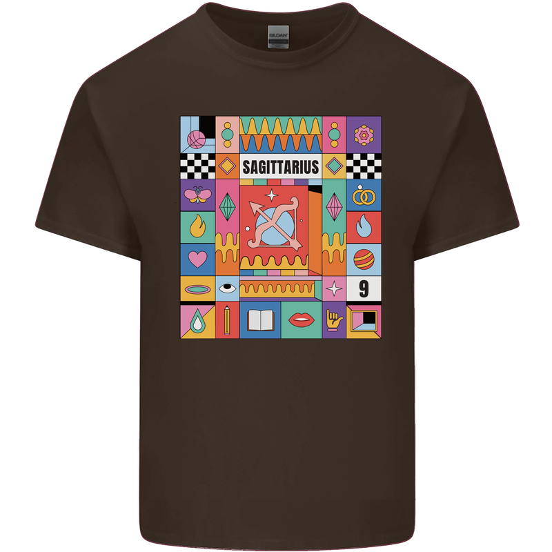 A Vibrant Sagittarius Star Sign Zodiac Mens Cotton T-Shirt Tee Top Dark Chocolate