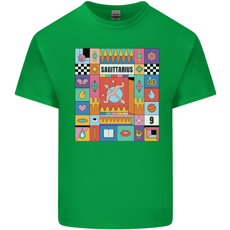 A Vibrant Sagittarius Star Sign Zodiac Mens Cotton T-Shirt Tee Top Irish Green