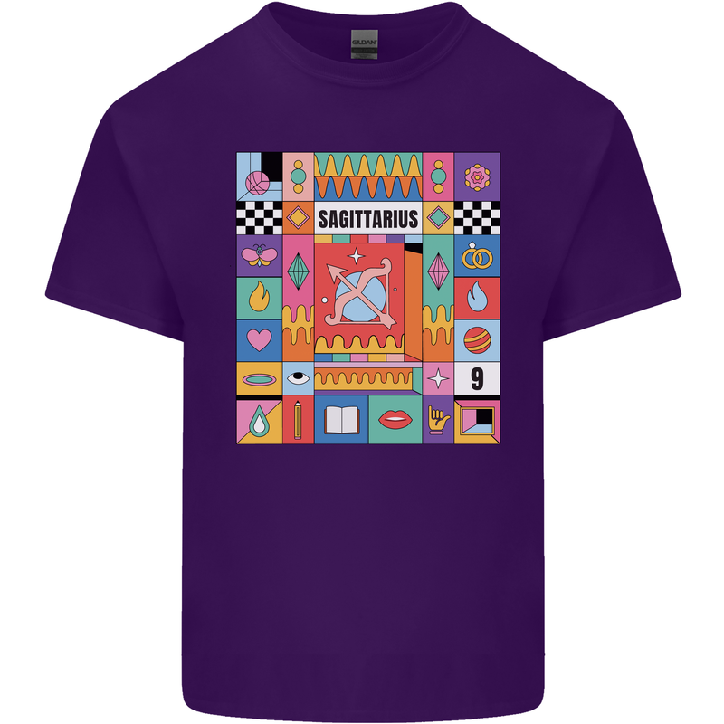 A Vibrant Sagittarius Star Sign Zodiac Mens Cotton T-Shirt Tee Top Purple
