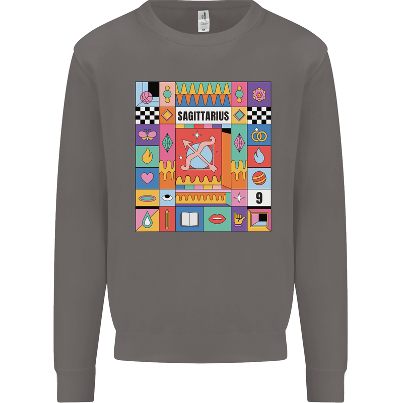 A Vibrant Sagittarius Star Sign Zodiac Mens Sweatshirt Jumper Charcoal