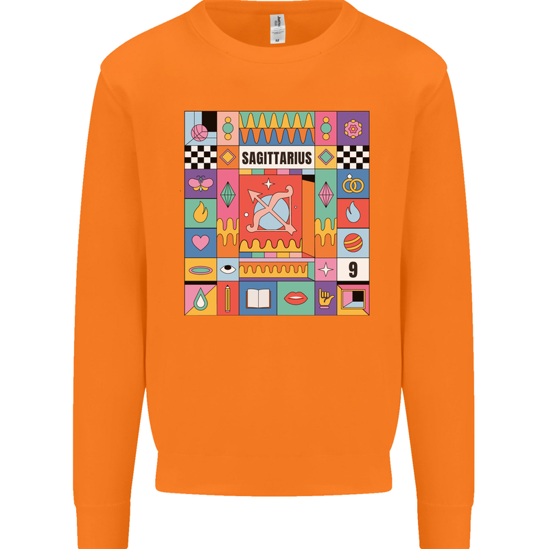 A Vibrant Sagittarius Star Sign Zodiac Mens Sweatshirt Jumper Orange