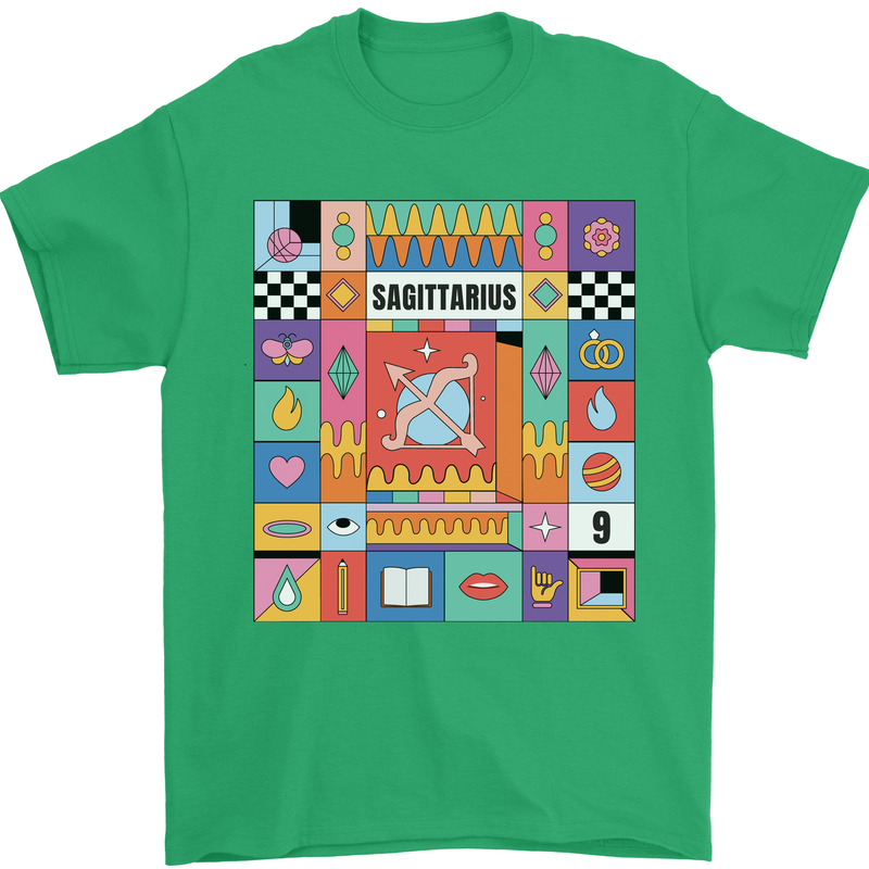 A Vibrant Sagittarius Star Sign Zodiac Mens T-Shirt 100% Cotton Irish Green