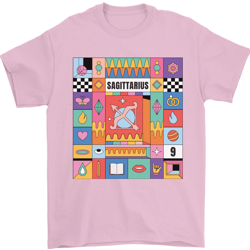 A Vibrant Sagittarius Star Sign Zodiac Mens T-Shirt 100% Cotton Light Pink
