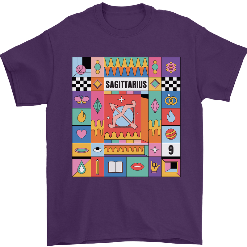 A Vibrant Sagittarius Star Sign Zodiac Mens T-Shirt 100% Cotton Purple