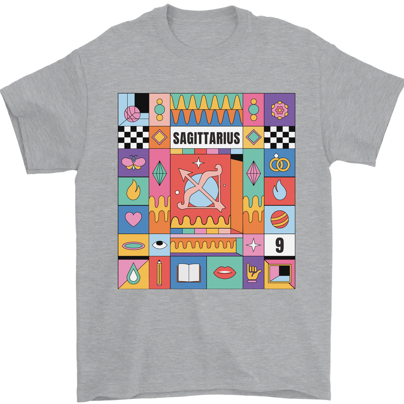 A Vibrant Sagittarius Star Sign Zodiac Mens T-Shirt 100% Cotton Sports Grey