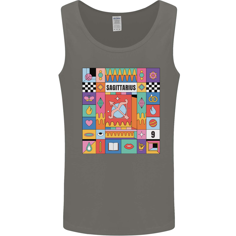 A Vibrant Sagittarius Star Sign Zodiac Mens Vest Tank Top Charcoal