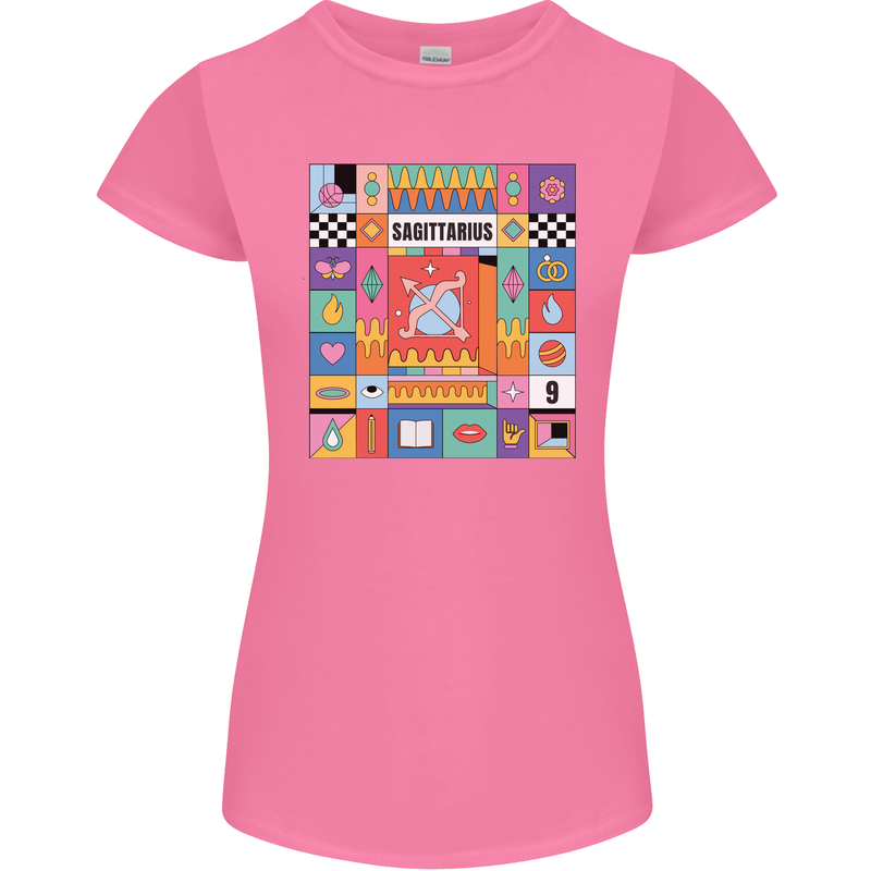 A Vibrant Sagittarius Star Sign Zodiac Womens Petite Cut T-Shirt Azalea
