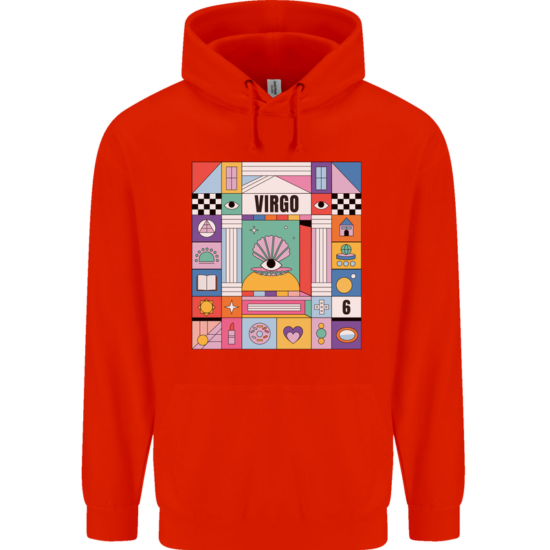 A Vibrant Virgo Star Sign Zodiac Childrens Kids Hoodie Bright Red