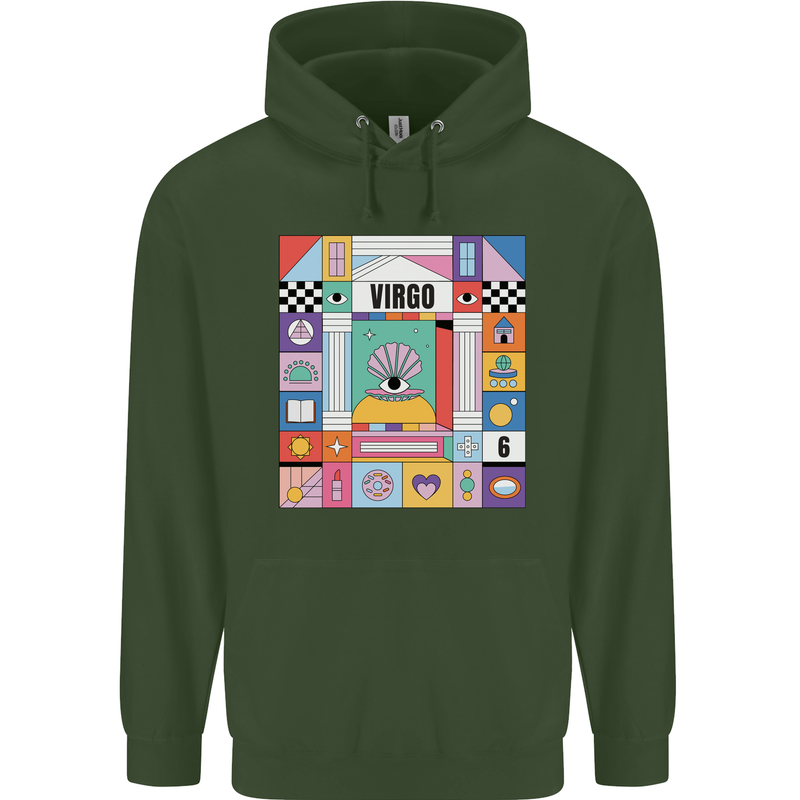 A Vibrant Virgo Star Sign Zodiac Childrens Kids Hoodie Forest Green