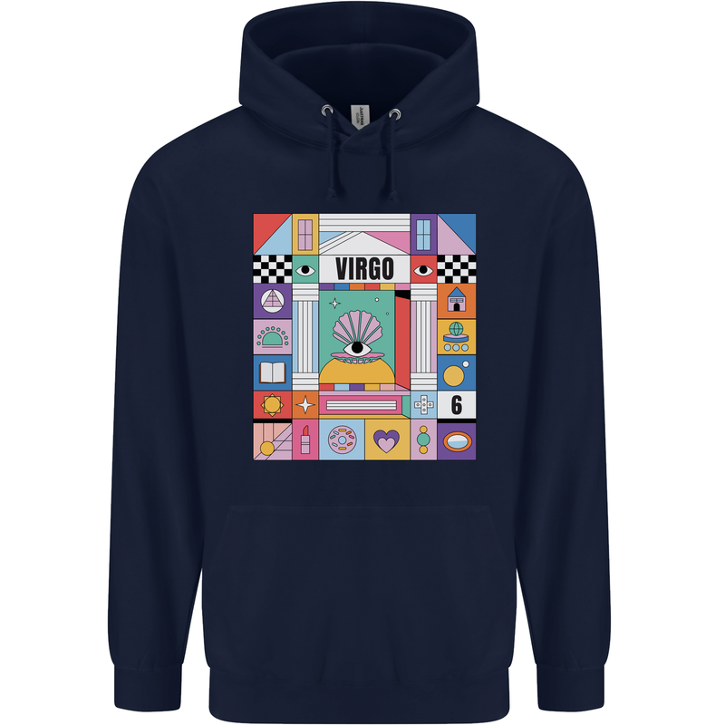 A Vibrant Virgo Star Sign Zodiac Childrens Kids Hoodie Navy Blue
