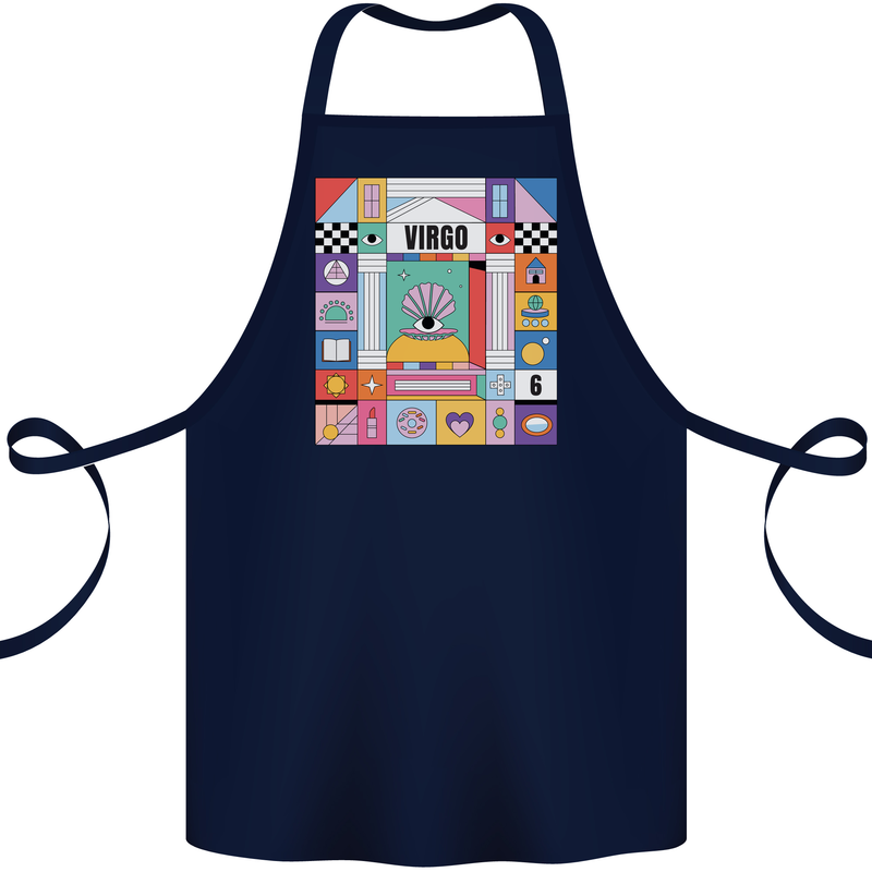 A Vibrant Virgo Star Sign Zodiac Cotton Apron 100% Organic Navy Blue