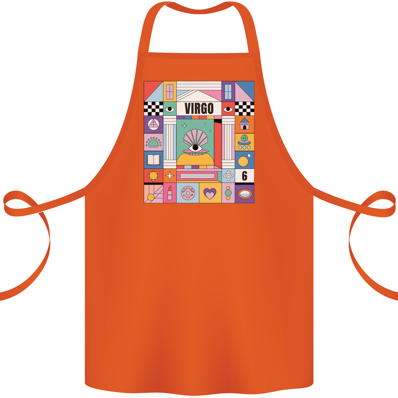 A Vibrant Virgo Star Sign Zodiac Cotton Apron 100% Organic Orange