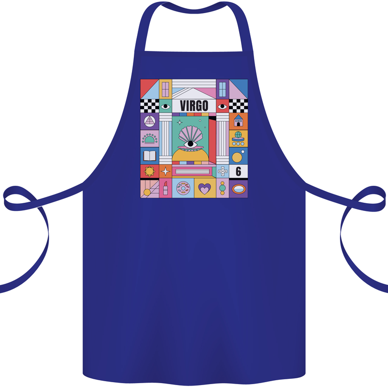 A Vibrant Virgo Star Sign Zodiac Cotton Apron 100% Organic Royal Blue
