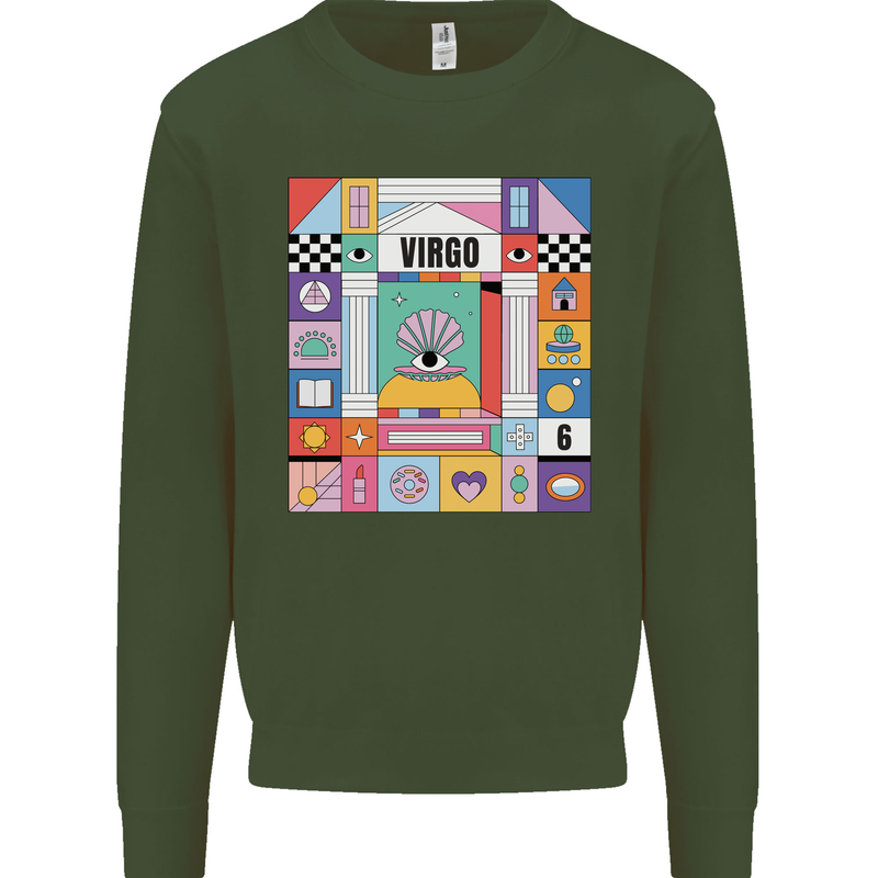 A Vibrant Virgo Star Sign Zodiac Kids Sweatshirt Jumper Forest Green
