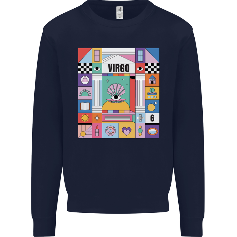 A Vibrant Virgo Star Sign Zodiac Kids Sweatshirt Jumper Navy Blue