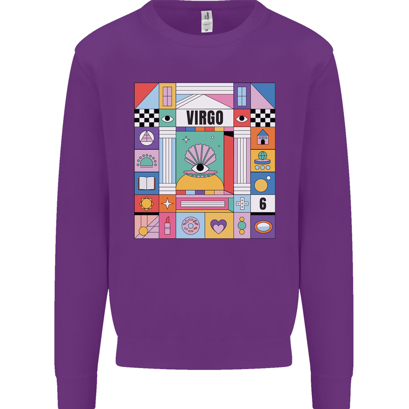 A Vibrant Virgo Star Sign Zodiac Kids Sweatshirt Jumper Purple