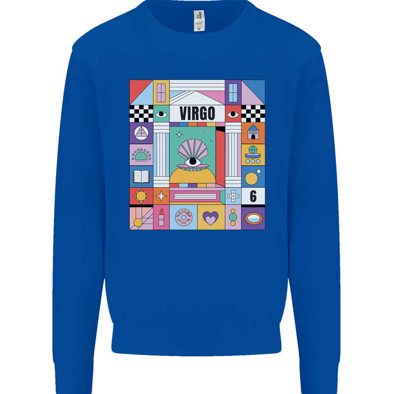 A Vibrant Virgo Star Sign Zodiac Kids Sweatshirt Jumper Royal Blue