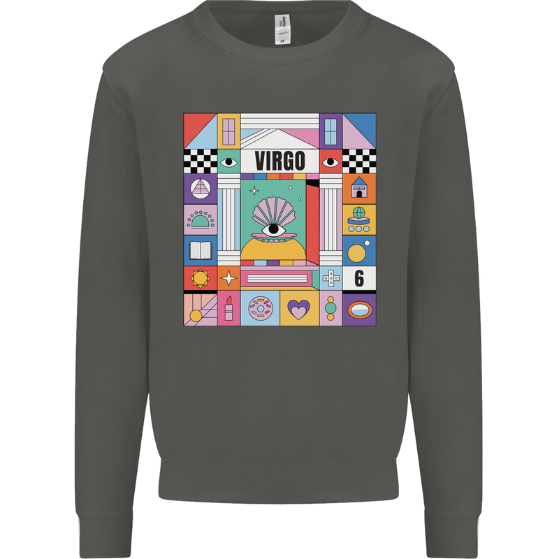 A Vibrant Virgo Star Sign Zodiac Kids Sweatshirt Jumper Storm Grey