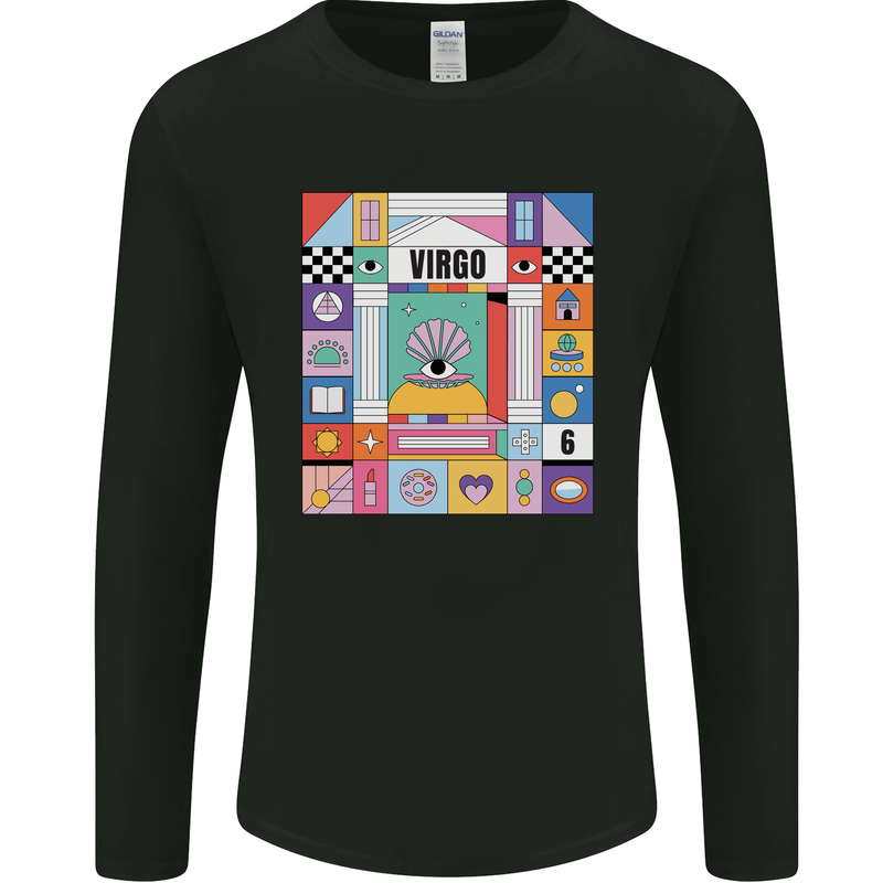 A Vibrant Virgo Star Sign Zodiac Mens Long Sleeve T-Shirt Black
