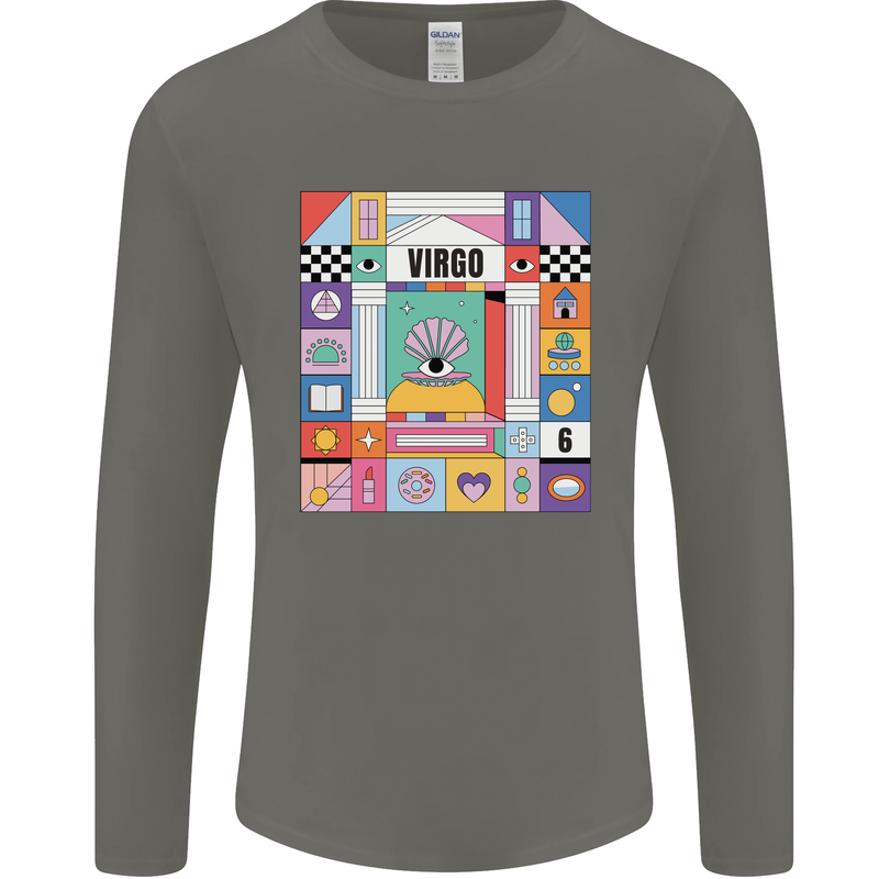 A Vibrant Virgo Star Sign Zodiac Mens Long Sleeve T-Shirt Charcoal