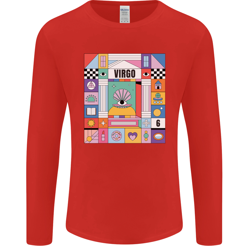 A Vibrant Virgo Star Sign Zodiac Mens Long Sleeve T-Shirt Red