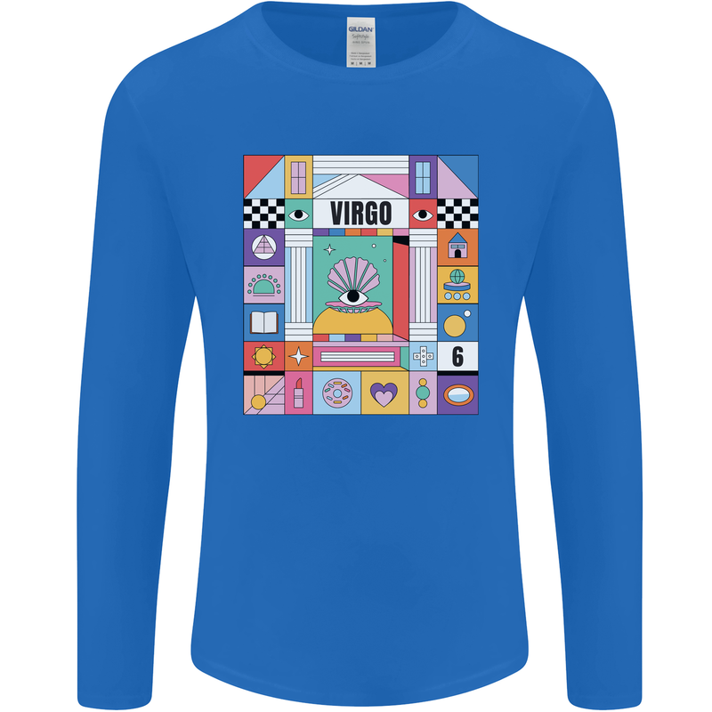 A Vibrant Virgo Star Sign Zodiac Mens Long Sleeve T-Shirt Royal Blue