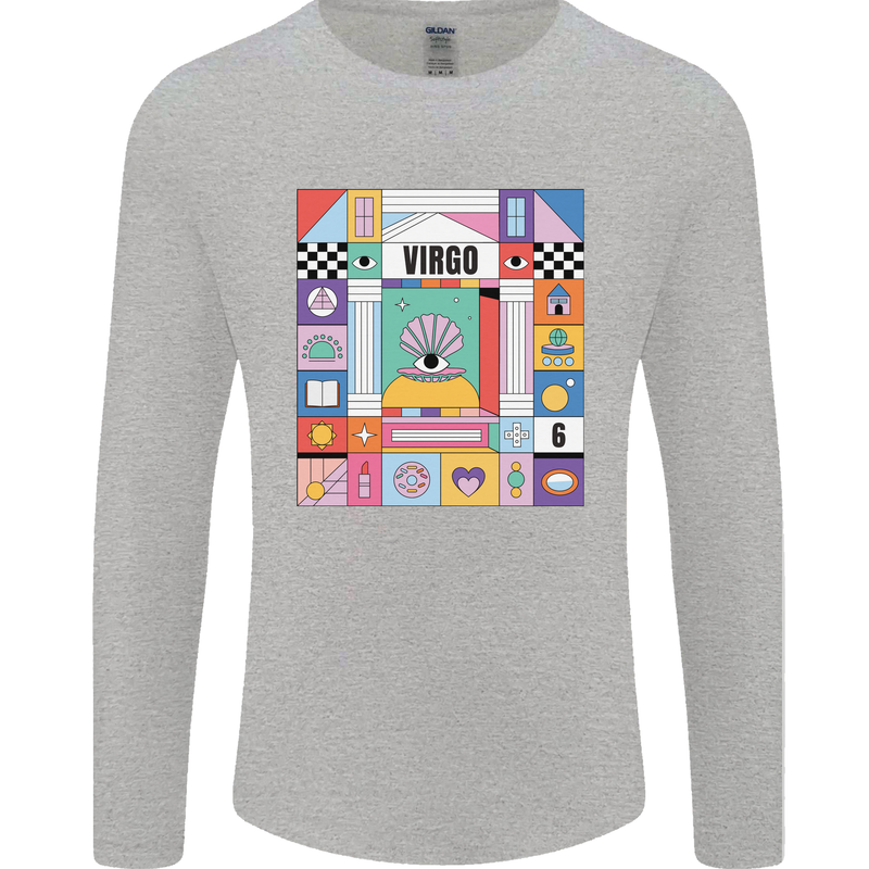 A Vibrant Virgo Star Sign Zodiac Mens Long Sleeve T-Shirt Sports Grey