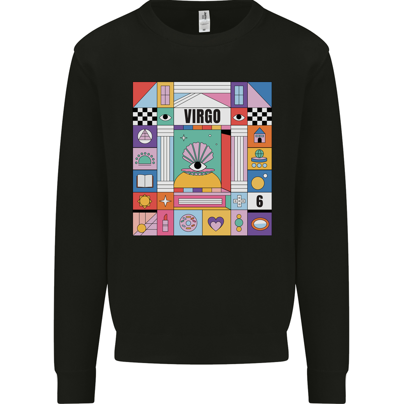 A Vibrant Virgo Star Sign Zodiac Mens Sweatshirt Jumper Black