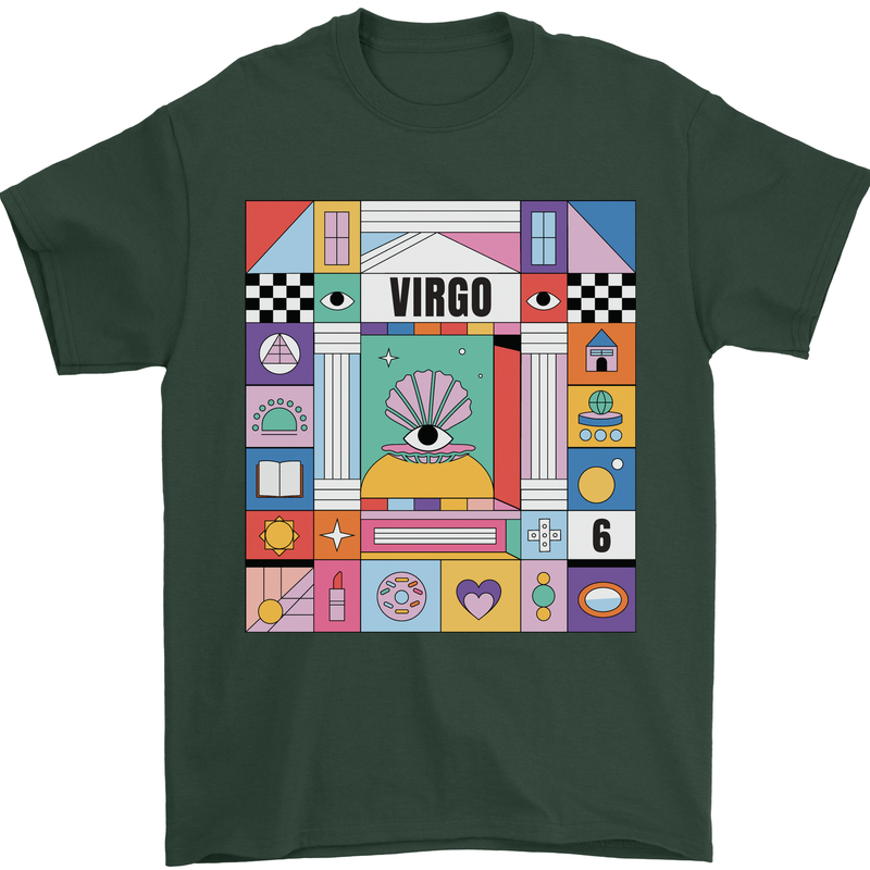 A Vibrant Virgo Star Sign Zodiac Mens T-Shirt 100% Cotton Forest Green